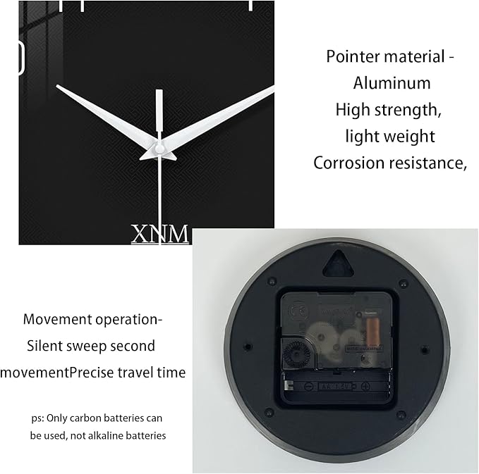 XNM Black Wall Clock for Living Room Minimalist Large Clock Battery Operated 20 - Image 9