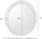 Large Round Mirror 36 Inch, Natural Mother of Pearl Inlay Mosaic Frame Circle - Image 3