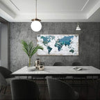 lagre Teal Decor 36inchx71inch World Map Canvas Wall Art Pictures - Image 3