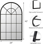Dewfig Arch Wall Mirror Mounted Decorative, Arched Window Pane Mirror - Image 4