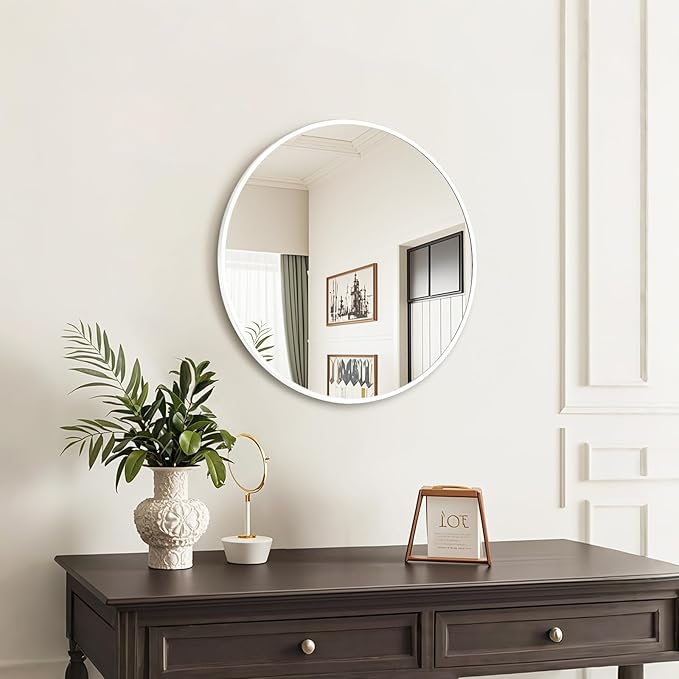 Fabuday White Round Mirror for Wall 20 inch - Image 4