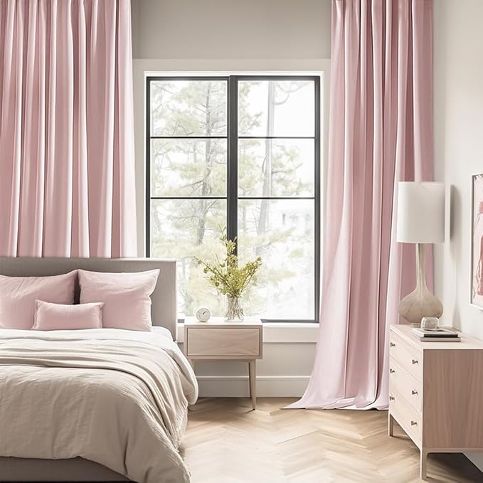 MIULEE Baby Pink Back Tab Blackout Curtains 84 Inch Length 2 Panels Set - Image 2