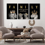 GUBIYU Family Life Begins Never Ends Words Sign Decor Black Gold Wall Art - Image 3