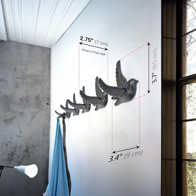 Ambipolar Flying Bird Iron Cast Decorative Bird Wall Mounted Coat Hooks - Image 4