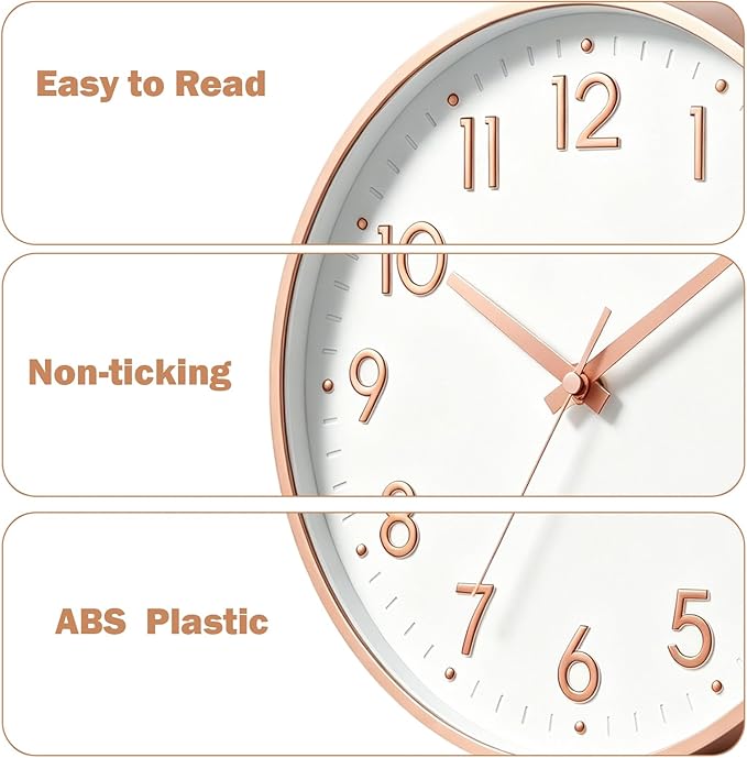 Mosewa Wall Clock 8 Inch, Battery Operated Silent Non-Ticking Modern Analog - Image 7