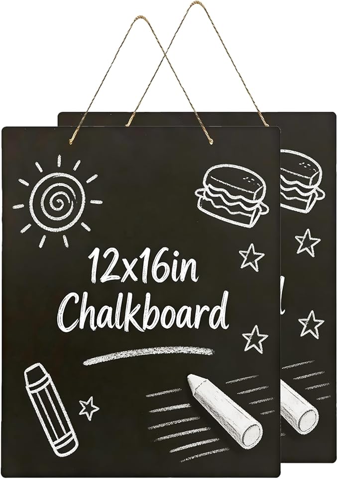 Hanging Chalkboard 12x16 Inch Double-Sided Chalkboard Sign Decorative by KOOLDE