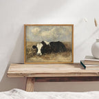 AtterrirArt Vintage Framed Wall Art, Rustic Cow Picture Painting Print - Image 3