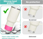 Upgrade 2PCS Protective Silicone Boot Bumper for Stanley Quencher Adventure 40oz 30oz IceFlow 20oz 30oz Tumbler, Water Bottle Bottom Sleeve Cover Accessories for Stanley Mug Cup(Rose)