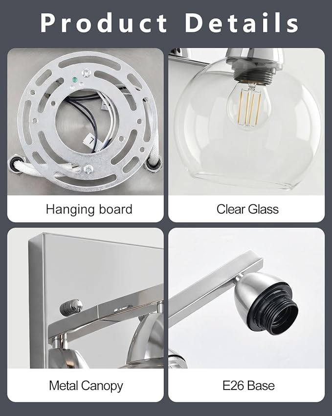 Bathroom Light Fixtures, 1-Light Silver Vanity Light - Image 5