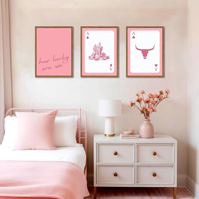 Pink Western Wall Art, How Lucky are We Wall Decor Picture Southwestern Cowgirl - Image 2
