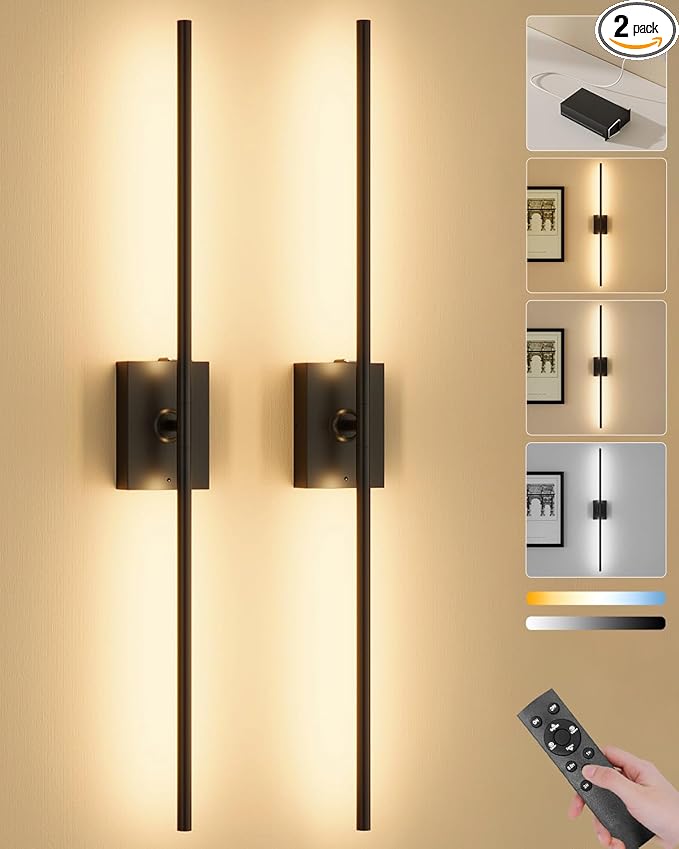 Ouyulong Battery Operated Wall Sconces Set of 2, 10000mAh Wireless Rechargeable by Ouyulong