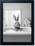 Kids Bathroom Wall Art Black and White Cute Animal Canvas Print Painting Funny by Melpa+Art
