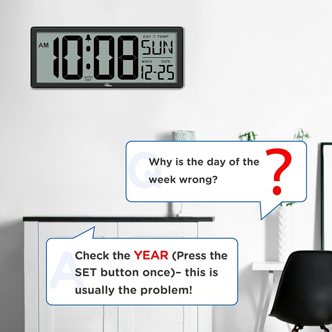 WallarGe Backlight Digital Wall Clock Battery Operated - - Image 9