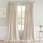 MIULEE Back Tab Cream Beige Curtains 92 Inch Long 2 Panels Set - Image 9