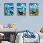 Ocean Seascape Wall Art Nautical Boat on Beach Canvas Picture Framed Art - Image 6