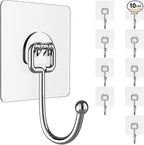 Large Hooks for Hanging Heavy-Duty 44Ib 10 Packs, Wall Hangers without Nails by Latoxcaa-SpaceMaster