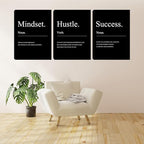 Black Motivational Mindset Wall Decor Canvas Wall Art Hustle Posters Prints - Image 4