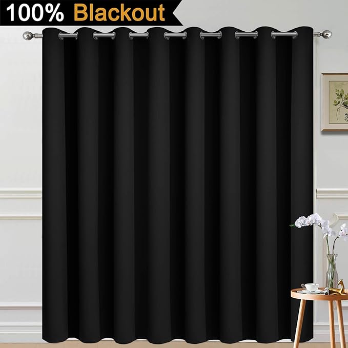 Yakamok 100% Blackout Sliding Door Curtains, Thermal Insulated Grommet Full - Image 2