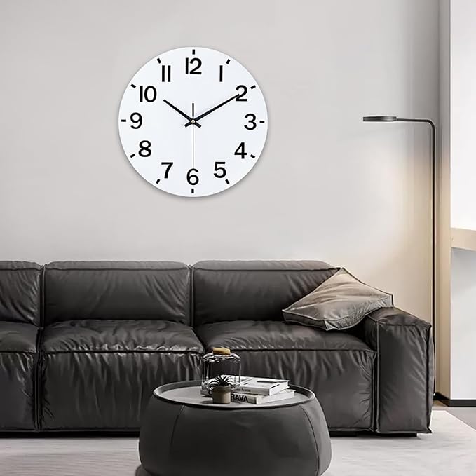 HZDHCLH Wall Clock 8 Inch Silent Non Ticking Wood Battery Operated White Wooden - Image 8