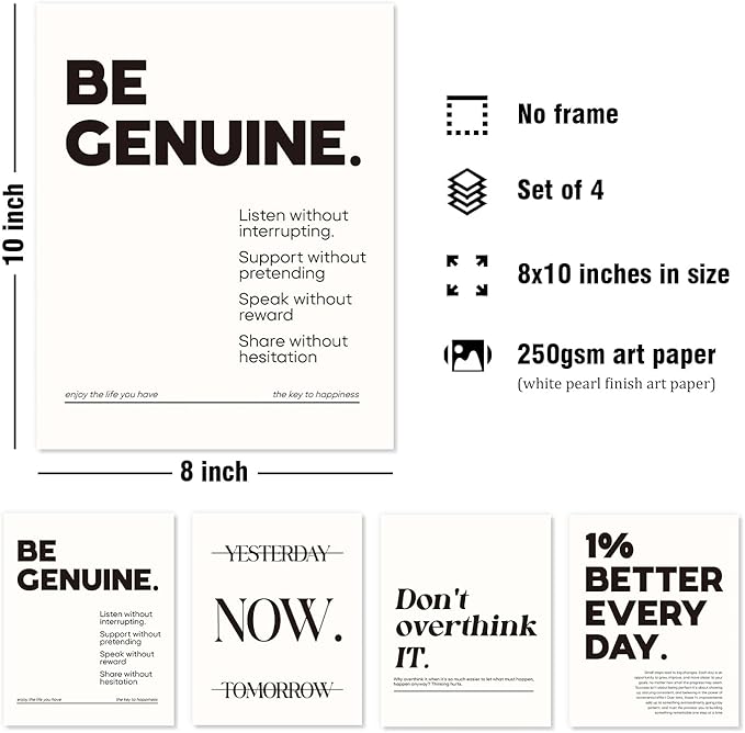 DSHFG Motivational Pictures Office Wall Decor Prints Set of 4, Inspirational - Image 2