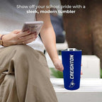 Campus Colors NCAA Stainless Steel Tumbler perfect for Gameday - 18 oz - Double Walled - Keeps Drinks Perfectly Insulated (Creighton Bluejays - Blue)