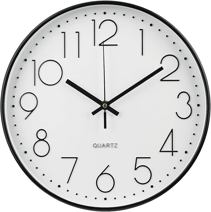 Wall Clock 10 Inch Non-Ticking Silent Modern Simple Style Round Decor Clock by BAKBRAND