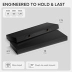 Homeforia Black Floating Shelf 18 inch, High End Solid Real Wood 18inch - Image 3