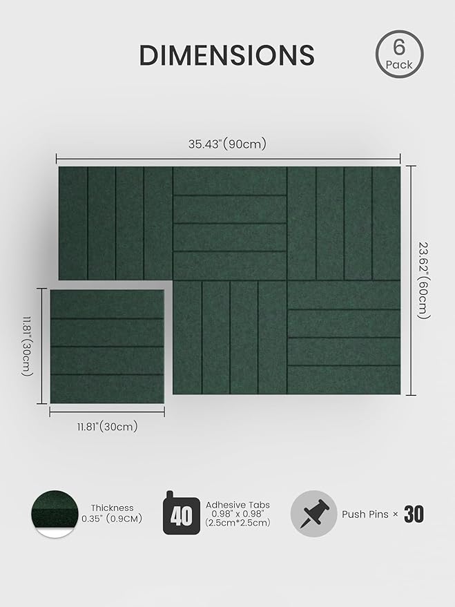 Bumusty Large Cork Board Alternative-36 x 24" Felt Bulletin Board Tiles - Image 2