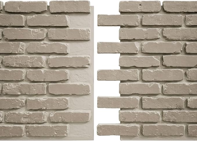 EverStone Aged Brick Faux Brick Panel, 46 7/8"W x 27"H x 1 1/4"D, Antique Pearl - Image 8