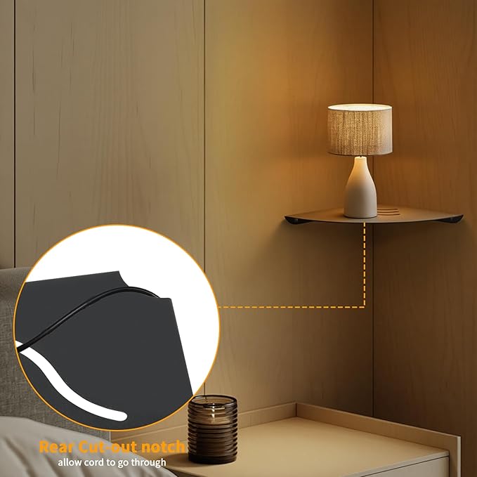 Corner Shelf Wall Mount, Floating Corner Shelves, Corner withs Wire Hole - Image 6