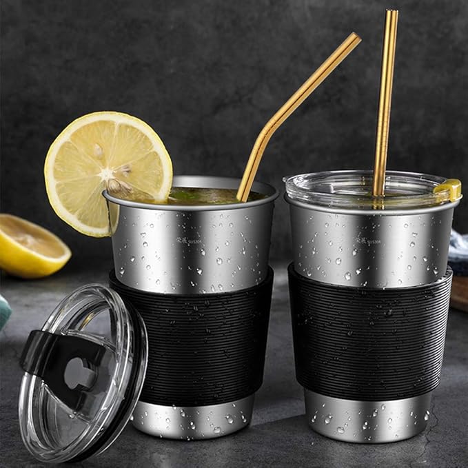 Hiware 12-Pack Gold Stainless Steel Straws Reusable with Case - Metal Drinking Straws for 30oz & 20oz Tumblers Dishwasher Safe, 2 Brushes Included