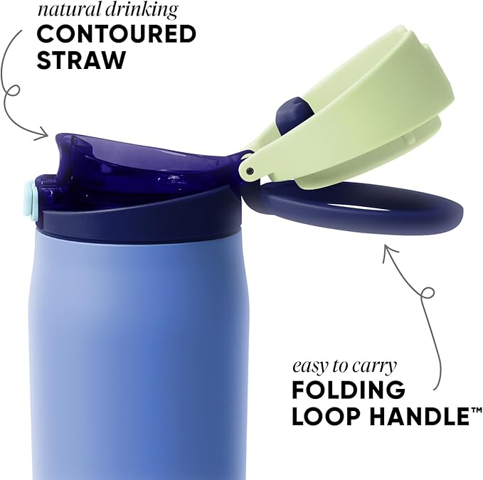 Simple Modern Mesa Loop Water Bottle with Covered Straw and Handle | 24oz Cup Holder Friendly Insulated Stainless Steel Bottles for Travel, Sports and School | Neptune