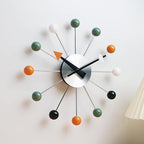Mid Century Modern Wall Clock Decorative Multicolour Ball Silent Non Ticking - Image 2
