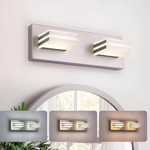 2-Light, 12.6-Inch Wall Lights Brushed Nickel Vanity Lights by BrightUpHomeWithLight