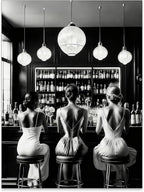Vintage Black and White Canvas Wall Art Trendy Women Drink Cocktail Posters by FuSatisYilife