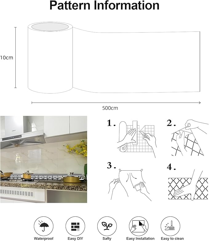 Black and White Wallpaper Border Trim Peel and Stick Boarders Self Adhesive - Image 6