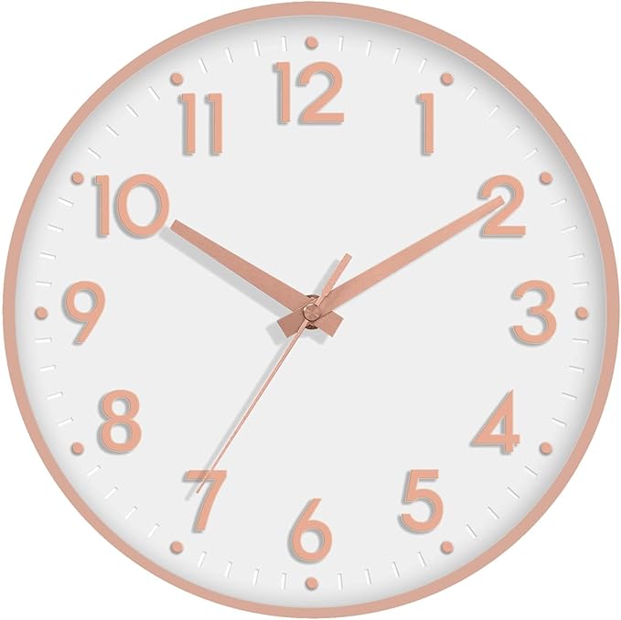 Mosewa Wall Clock 12 Inch, Battery Operated Silent Non-Ticking Modern Analog by MOSEWAWALLCLOCK