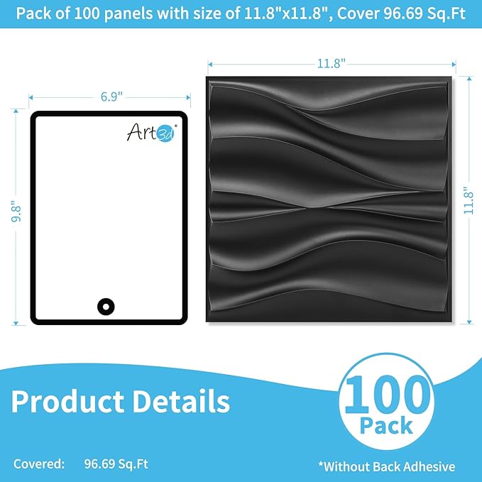 Art3d 100 Pack Decorative 3D Wall Panels, 97 Sq.Feet PVC Interior Wall Décor - Image 2