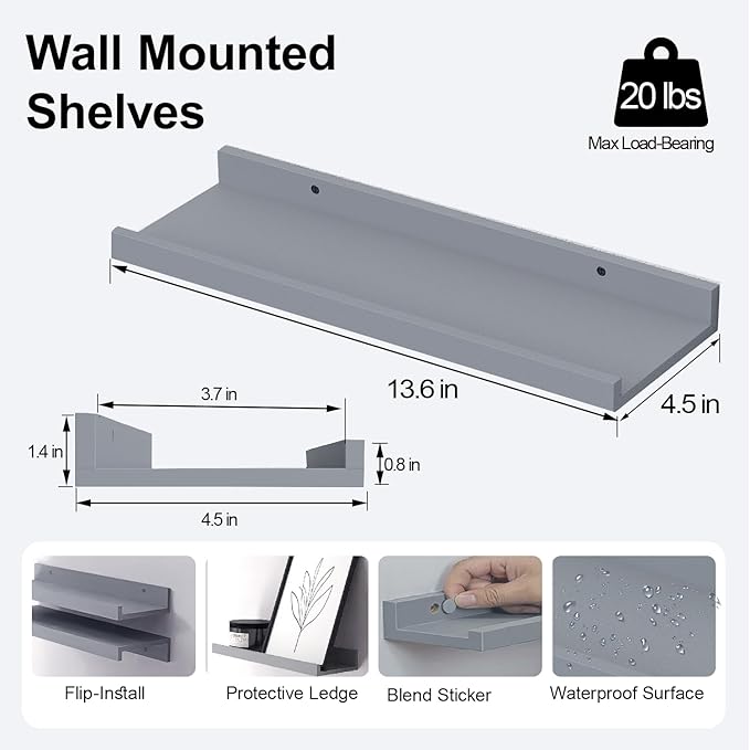 Floating Shelves for Wall Decor, Wall Mounted Wood Storage Shelf for Bedroom - Image 2