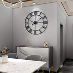 LEIKE Large Wall Clock, Non Ticking, Battery-Operated, Rustic Round Modern - Image 6
