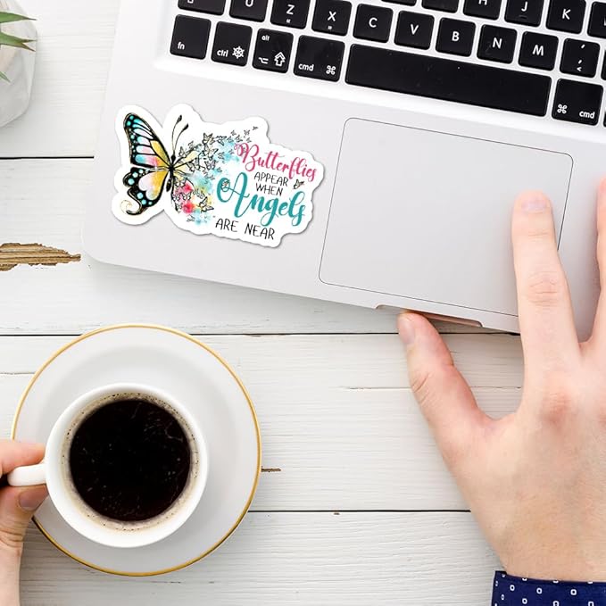 Butterflies Appear When Angels are Near Stickers 3Pcs Inspirational Motivational Gifts Stickers Vinyl Waterproof - No Fade, Used for Notebook, Tumbler, Laptop and Water Bottle