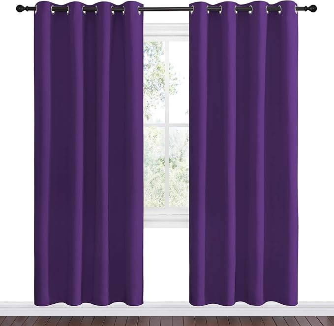 NICETOWN Purple Blackout Curtains 78 inches Long, Niose Reducing and Thermal - Image 2