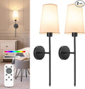 NIORSUN Black Battery Operated Wall Sconce Set of 2, Rechargeable Wall Lights by NIORSUN