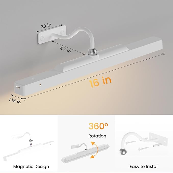Rechargeable Picture Light for Wall Art White - Image 5