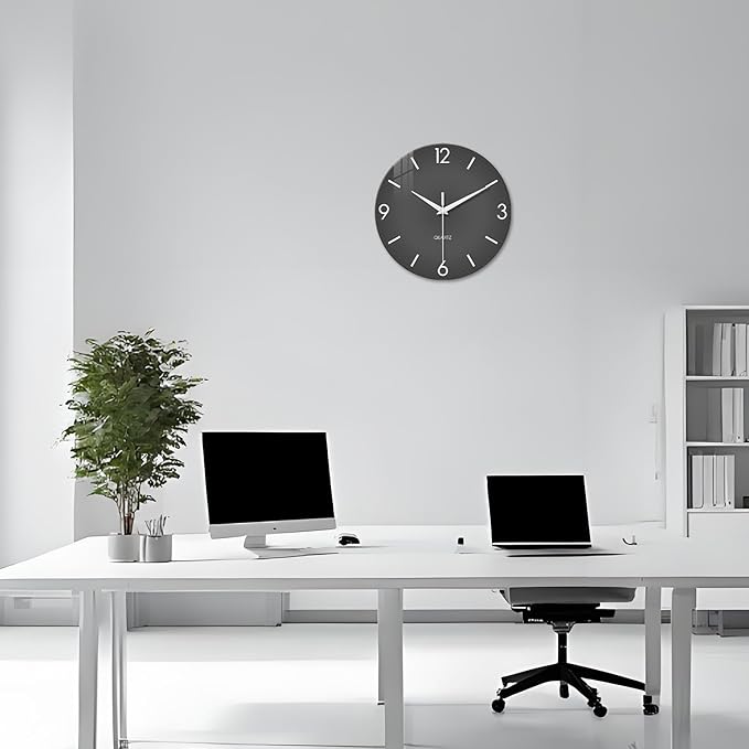 XFM Minimalist Wall Clock 16 Inch Large Grey Wall Clocks Battery Operated Round - Image 3