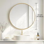 Oruii Gold Round Mirror, Circle Wall Mirrors Metal Frame, Brass Circular Mirrors - Image 3