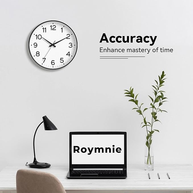 Roymnie Wall Clock 10 Inch Silent Wall Clocks Battery Operated-Modern Non - Image 7