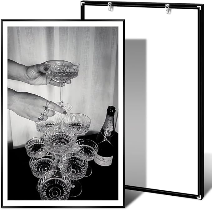 Vintage Champagne Glasses Posters Black and White Wall Art Trendy Wine Decor - Image 2
