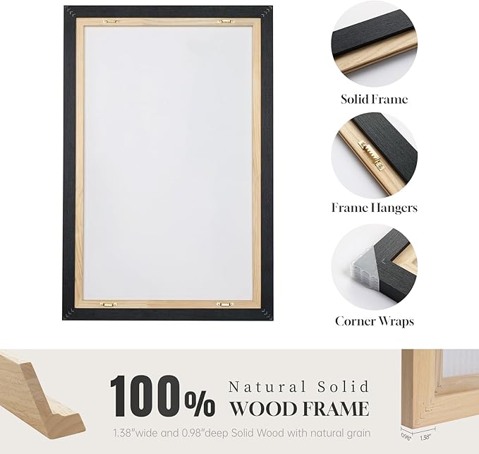 Large Framed Black and White Abstract Wall Art - Image 6