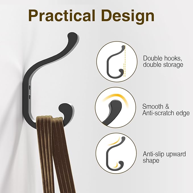 bussdis Wall-Mount Coat Hooks, Heavy Duty 30LB Hooks - Image 3